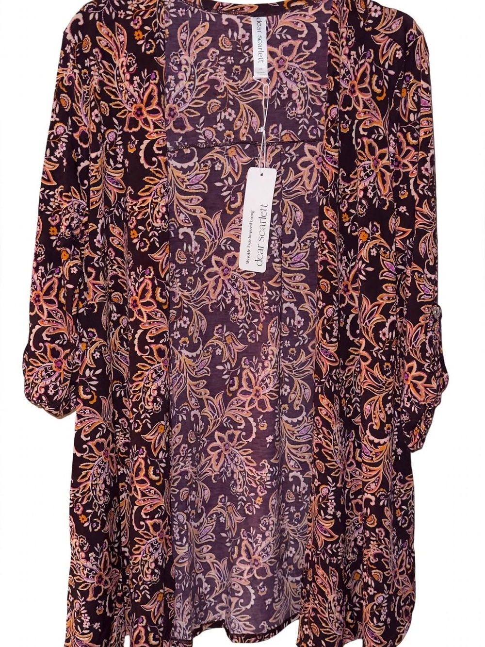 Clear Scents Floral Long Sleeve Dress - Purple with Pink Accents